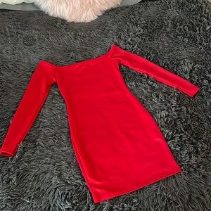 PLT Red Bodycon Off-Shoulder Club Dress (NWOT)